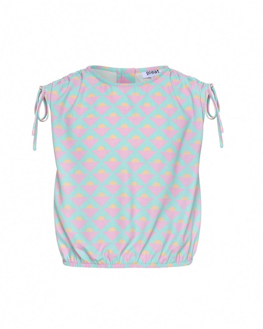 NEW PLEAT kids' emma top with ties in abstract horizon